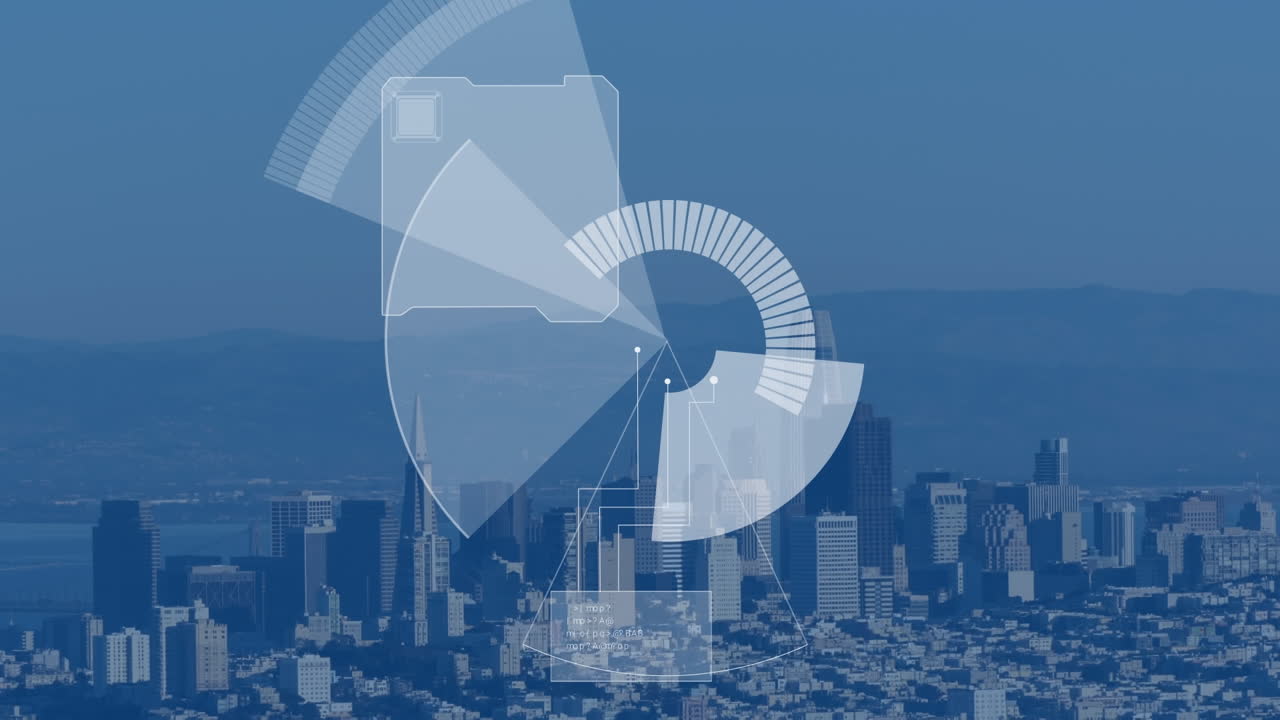 풍경에 대한 범위 스캐닝과 데이터 처리의 애니메이션