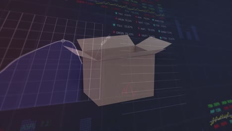 animación del procesamiento de datos financieros a través de la apertura y cierre de cajas de cartón