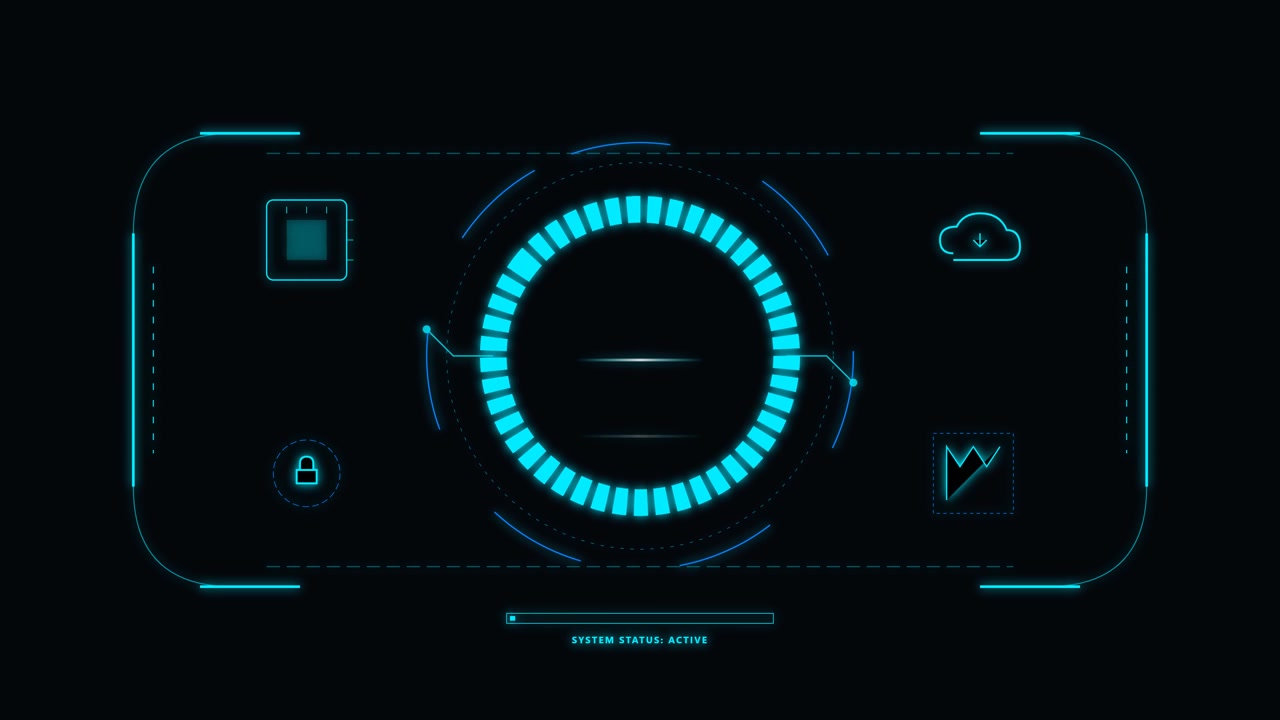 Futuristisk digital HUD-grænseflade med roterende indlæsningscirkel