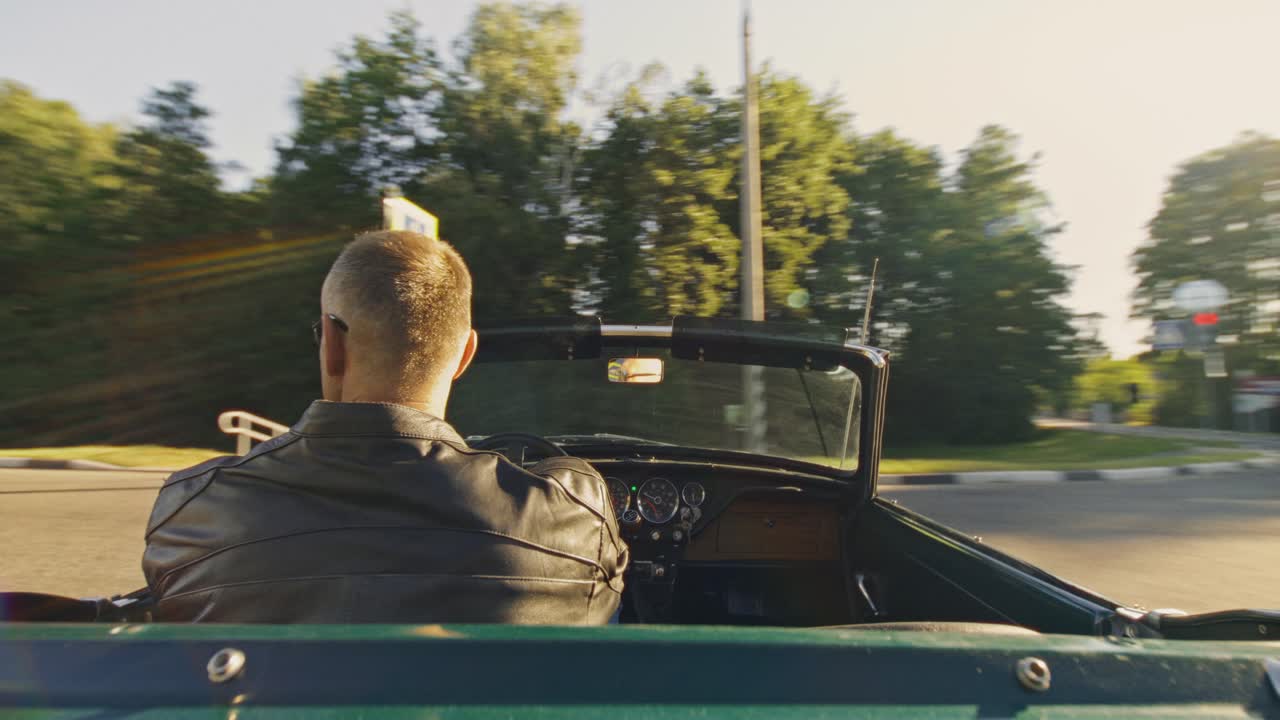 Driving a convertible on a country road