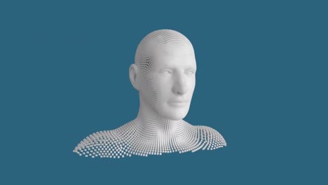 moving human bust on blue background