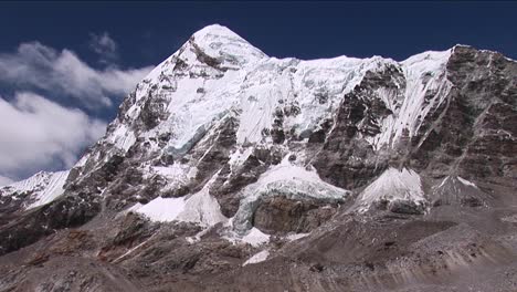 Pumori-tilt-down-to-base-camp-birds-fly-by