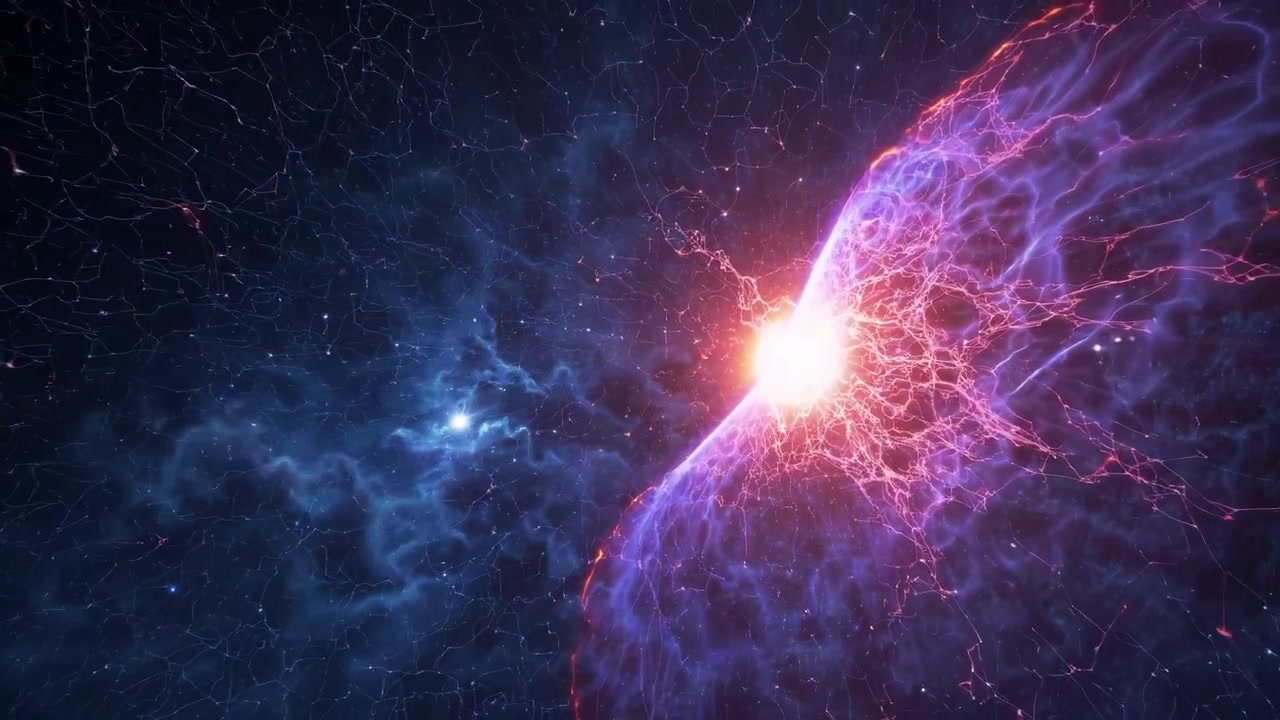 Abstract Cosmic Explosion with Glowing Energy Waves in Deep Space