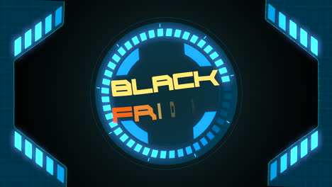 texto de viernes negro en la pantalla de la computadora con elementos de hud