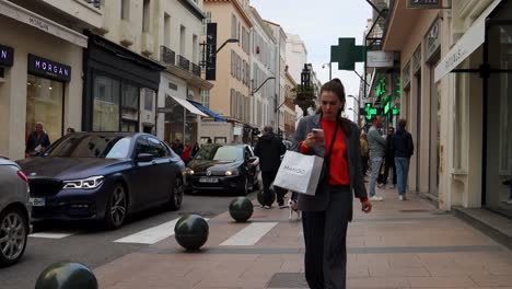 Busy City Street Scene in France