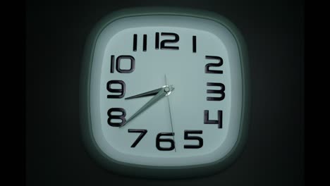 time lapse  white wall clock tells the time at 9o'clock.