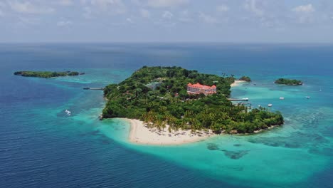 idyllic island cayo levantado samana, clear ocean and white sand beach