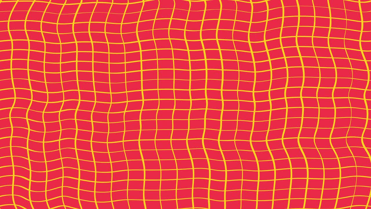 몽환적인 노란색과 빨간색 파동의 추상화: 회전, 스 모션 애니메이션, 기하학적 선 패턴, 모션, 원활한 루프 배경