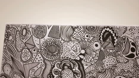 intricate black and white doodle art