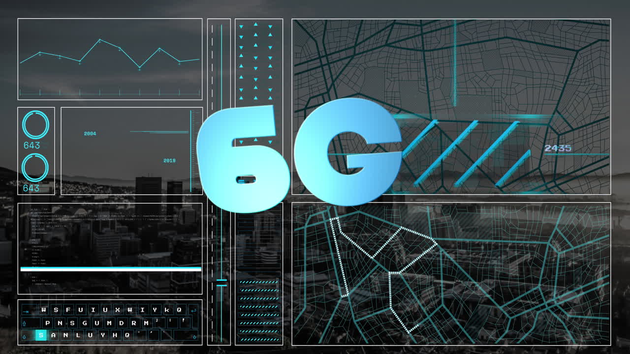 animazione di testo 6g e elaborazione dei dati