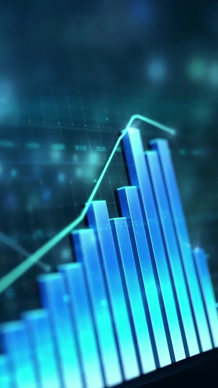 Animated 3D Bar Chart and Line Graph Representing Business Growth