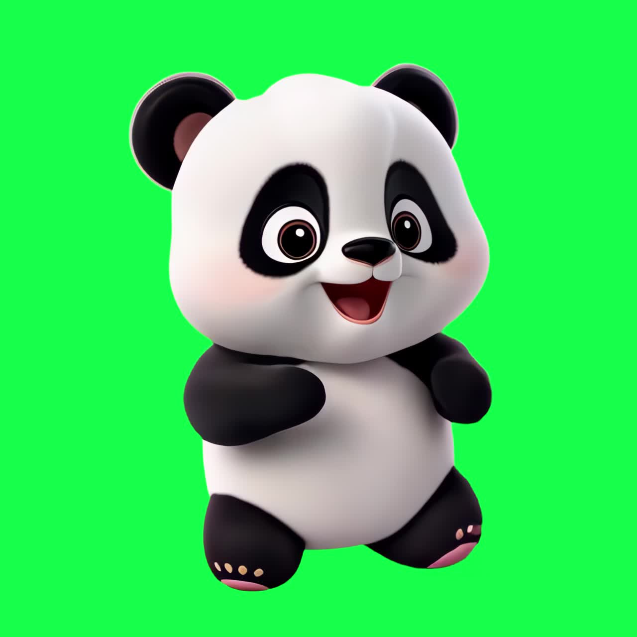 Animazione di personaggio di panda animato, video 4K trasparente, green screen