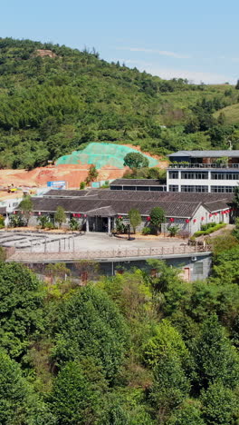 mountain village landscape with buildings