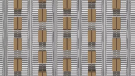 animation of cardboard boxes moving on conveyor belts