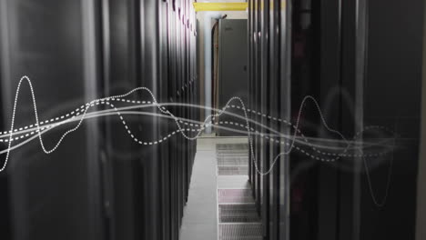 animación del procesamiento de datos digitales a través de servidores informáticos