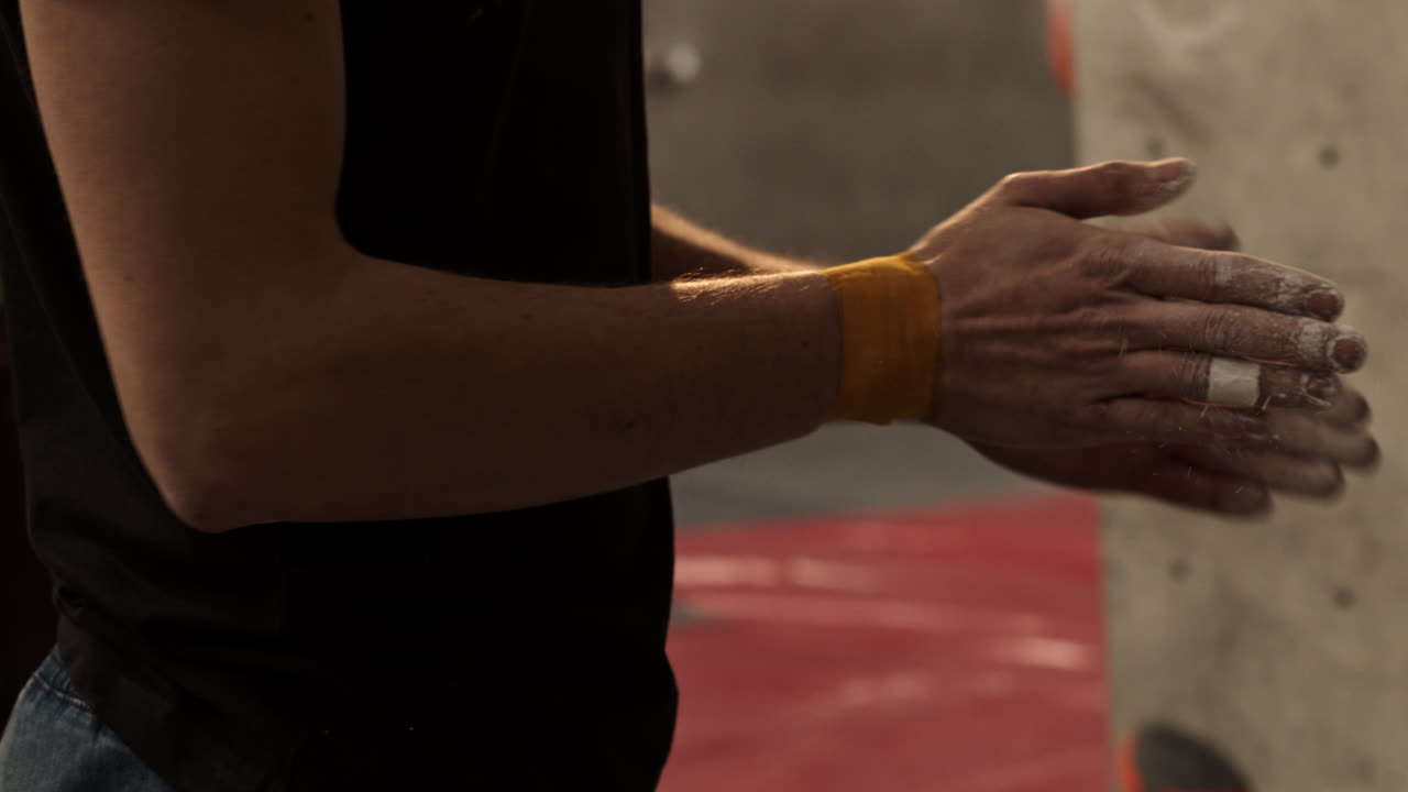 Rock Climber Preparing Hands