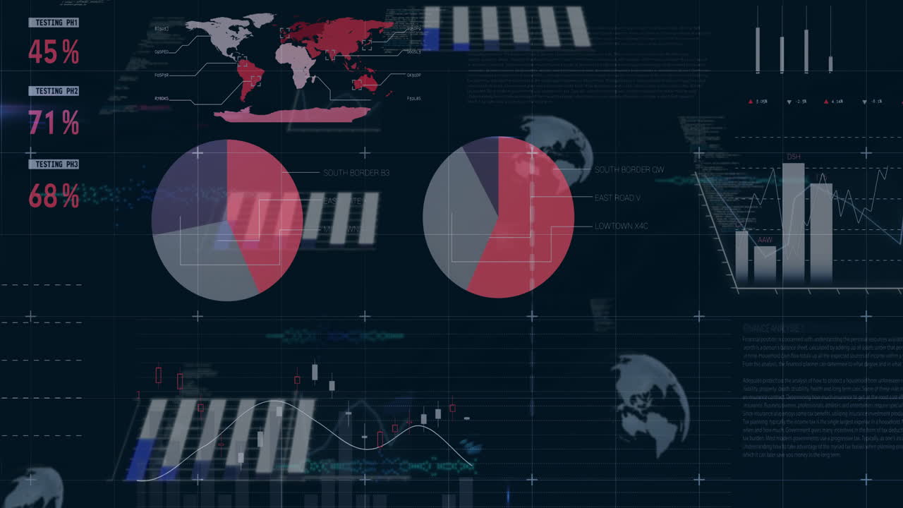 Animation of diagrams and data processing over globes