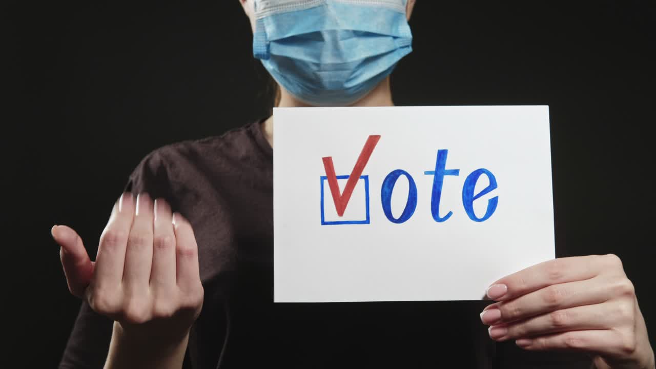 투표 서명 선거 의무 여성 마스크 운동