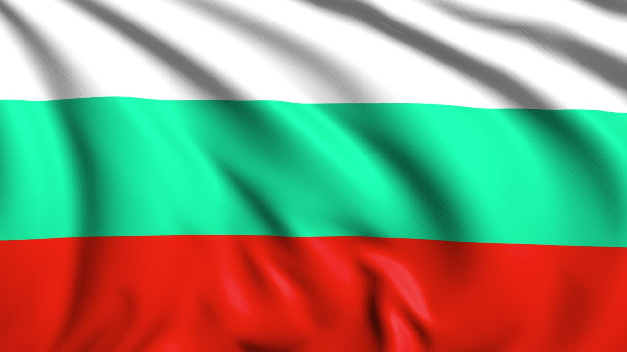 Flagge Bulgariens mit Stoffstruktur im Wind (loopfähig)