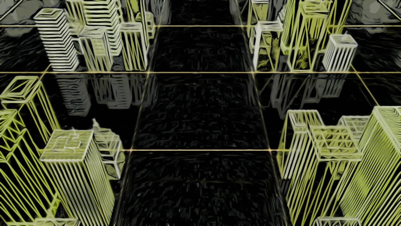 paisaje urbano futurista con cuadrícula brillante