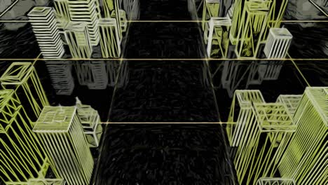Futuristic Cityscape with Glowing Grid