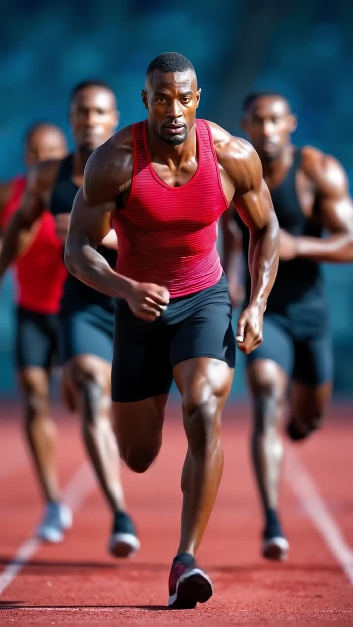 트랙 에서 달리는 남자 들 의 집단