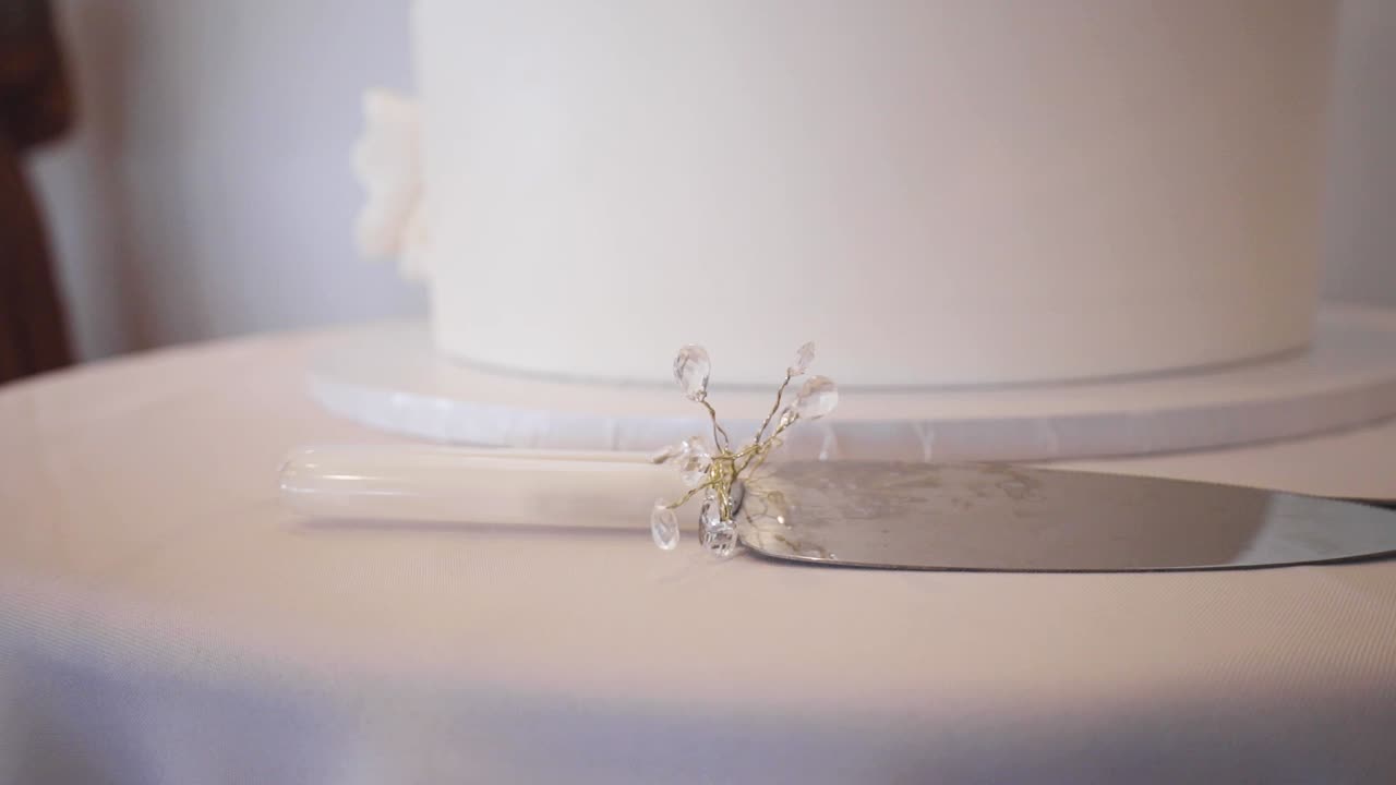 Wedding cake knives waiting to be used