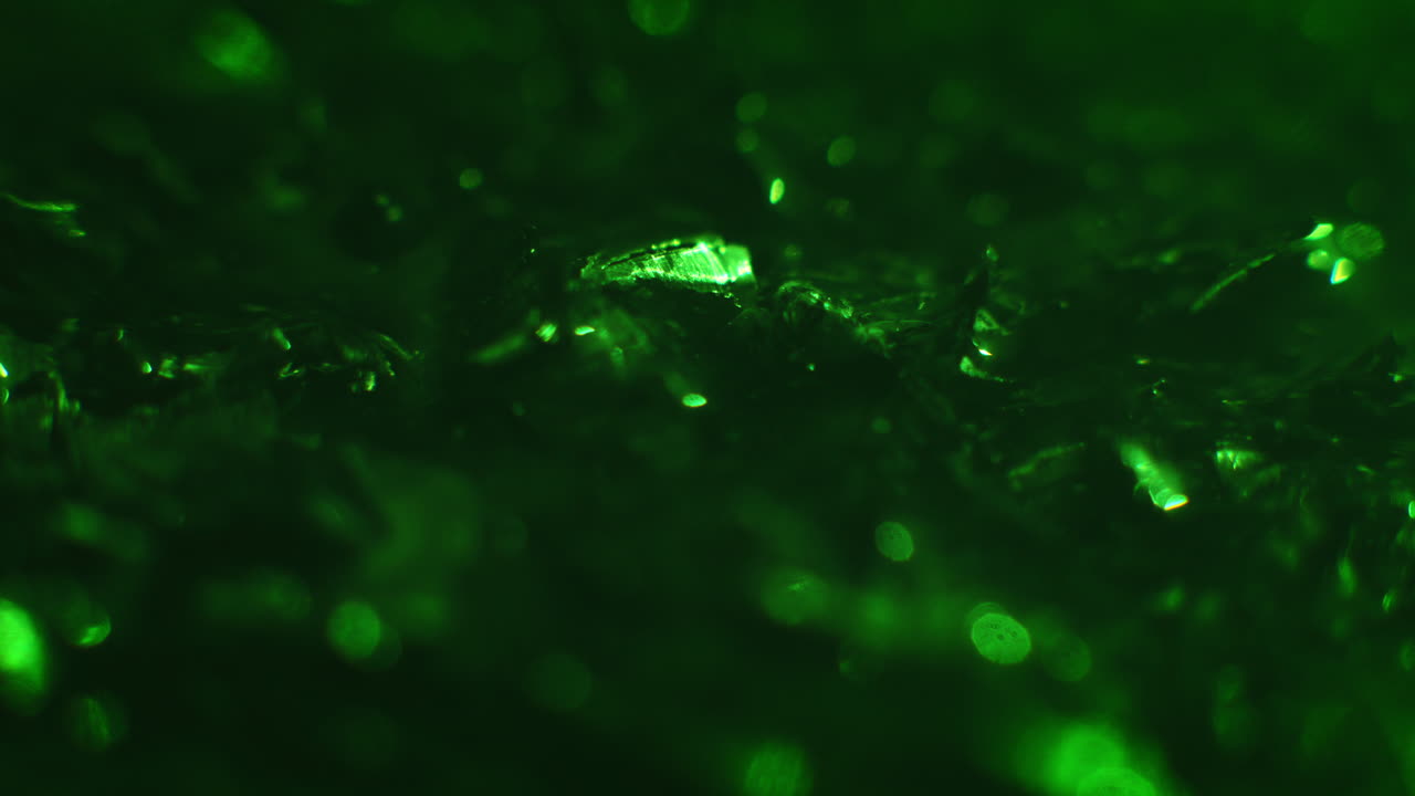 Emerald color metal fillings macro shot