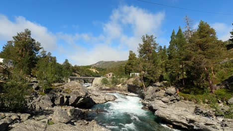 Tranquil-Water-Stream-With-Flowing-Water,-Beauty-In-Nature,-Norway,-Static-View