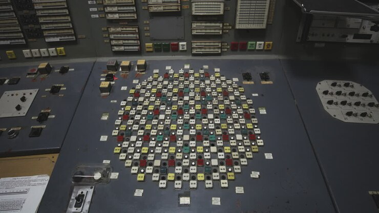 Pannello di controllo della centrale nucleare di Chernobyl a Pryp