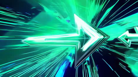 dynamic metallic arrow with neon light trails