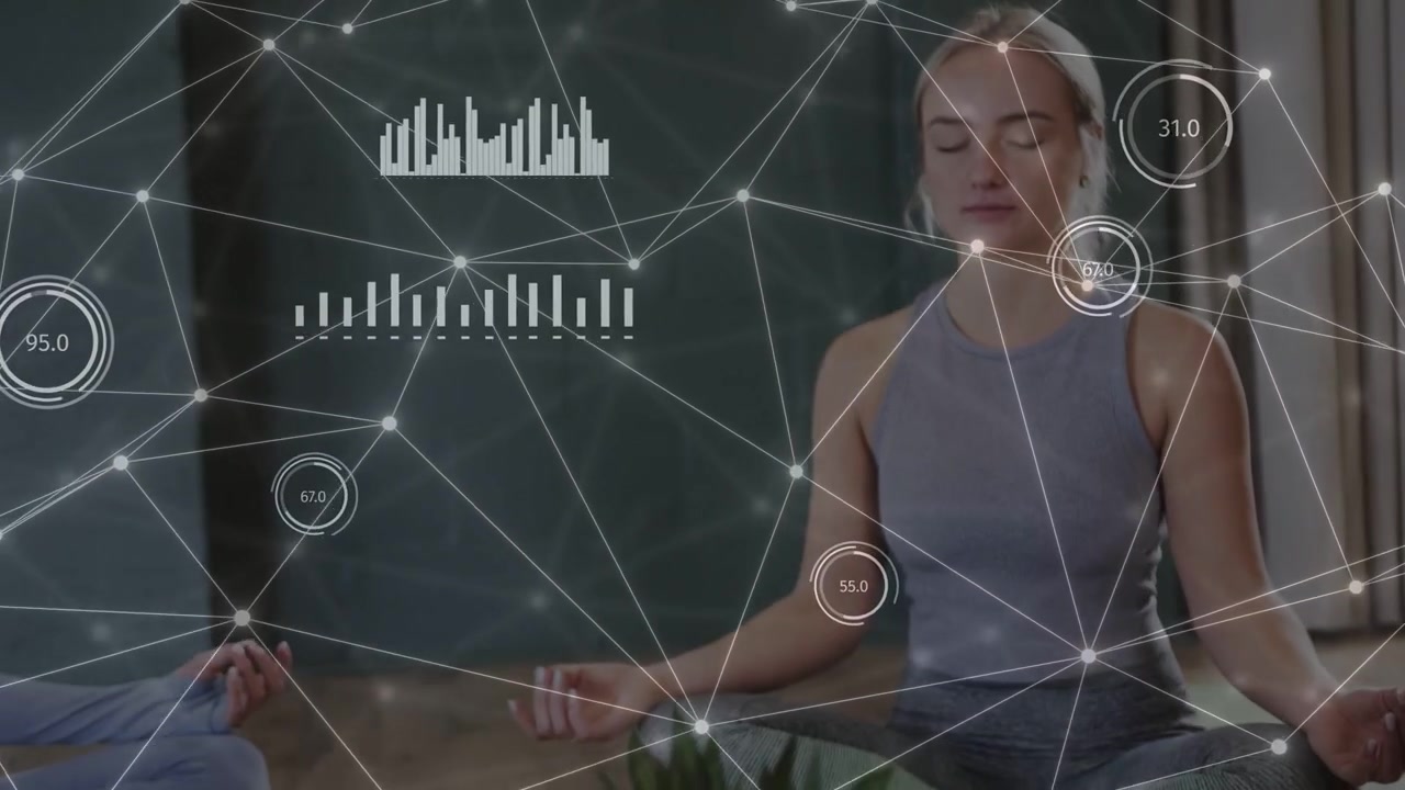 Lead yogi pinching and starting net overlay, pulling back revealing group, HUD tracking vital data