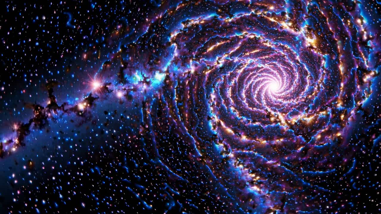 A mesmerizing spiral galaxy viewed from a top-down angle, resembling a cosmic whirlpool