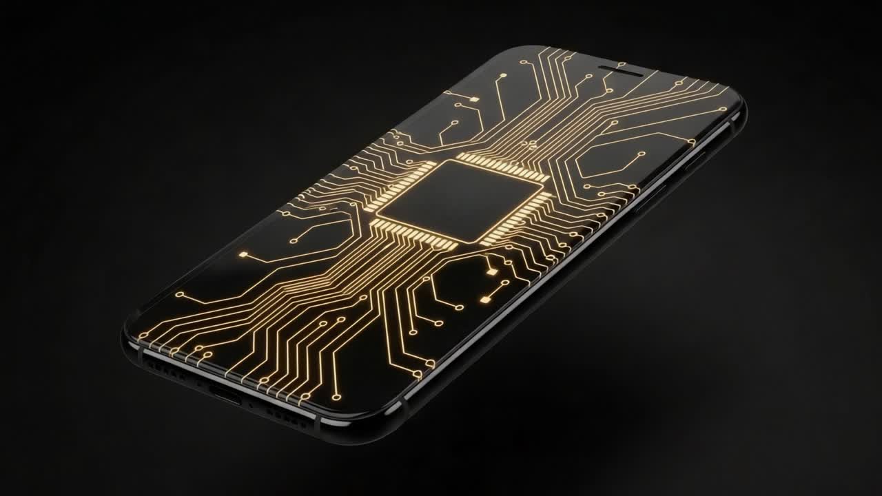 A Futuristic Smartphone Design Showcasing Intricate Circuit Patterns, Reflecting Advanced Technology and Innovation in Mobile Devices for the Digital Age