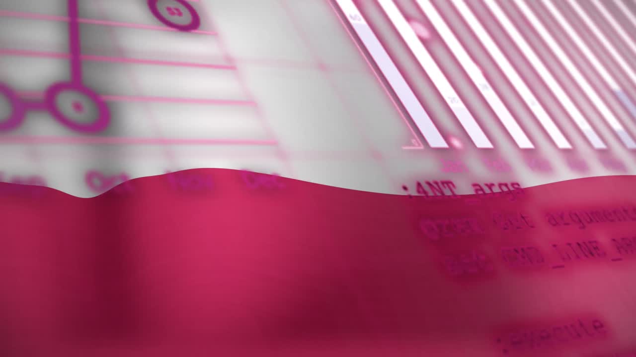 폴란드 발을 흔드는 배경에 대한 통계 데이터 처리의 애니메이션