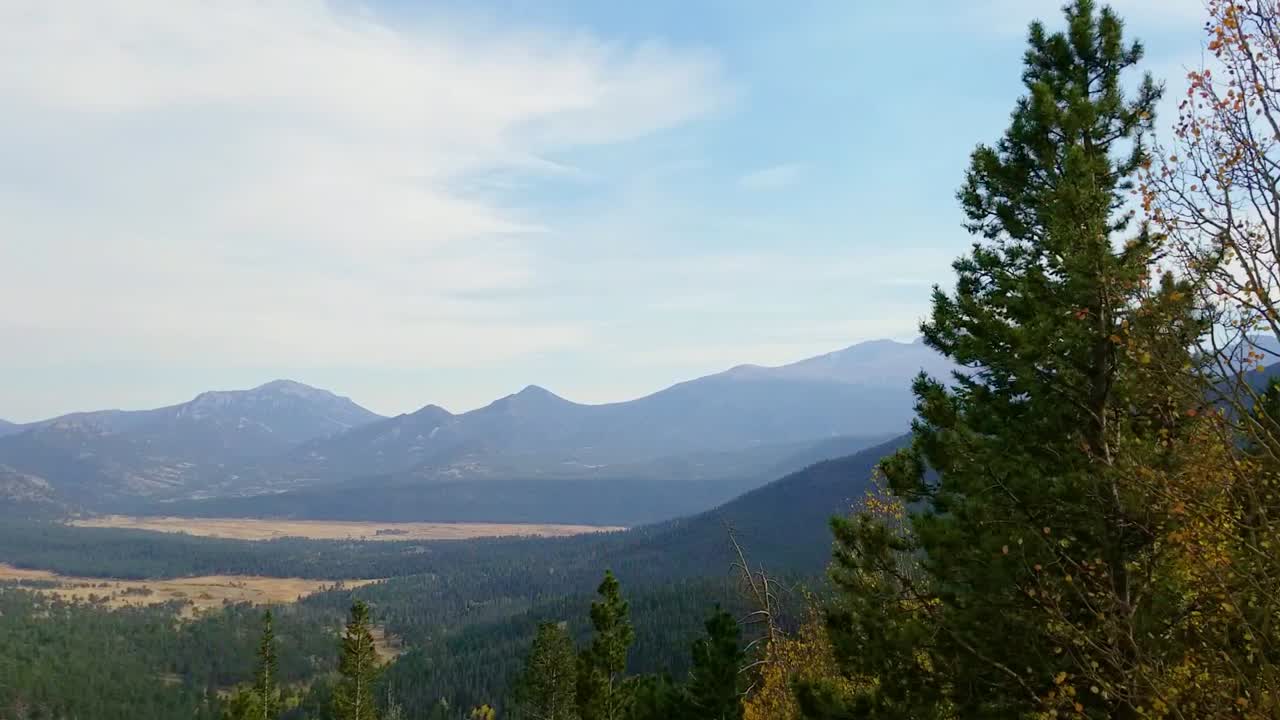 Panning shot of mountains in rocky mountain national park
