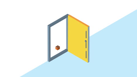 door with box logistic animation