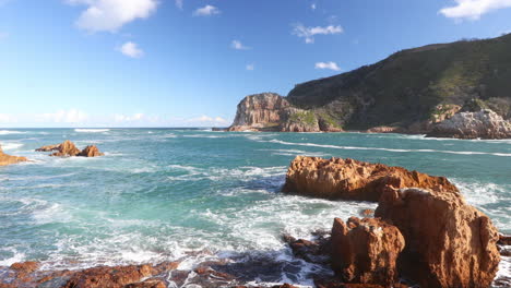 a beautiful summers day overlooking the knysna heads from a viewpoint of the indian ocean, coney glen and the estuary