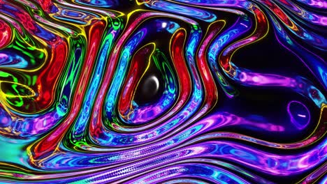 patrón líquido como ondas en movimiento en bucle. 3d elegante abstracto iridescente bg de superficie ondulada como vidrio líquido brillante con arco iris hermosos colores de gradiente. 4k animado fluido colorido de moda.