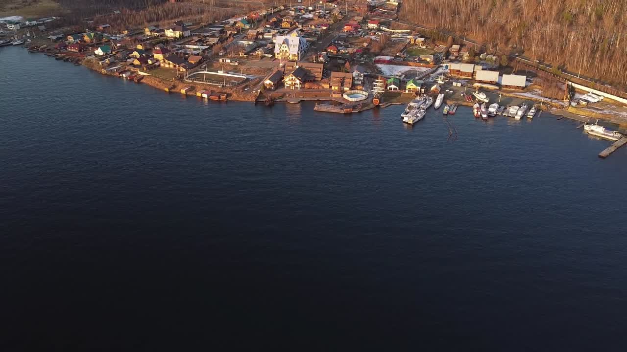small Nikola town on Angara river banks, Irkutsk region,Russia