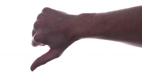 thumb down male hand sign gesture isolated on a white background