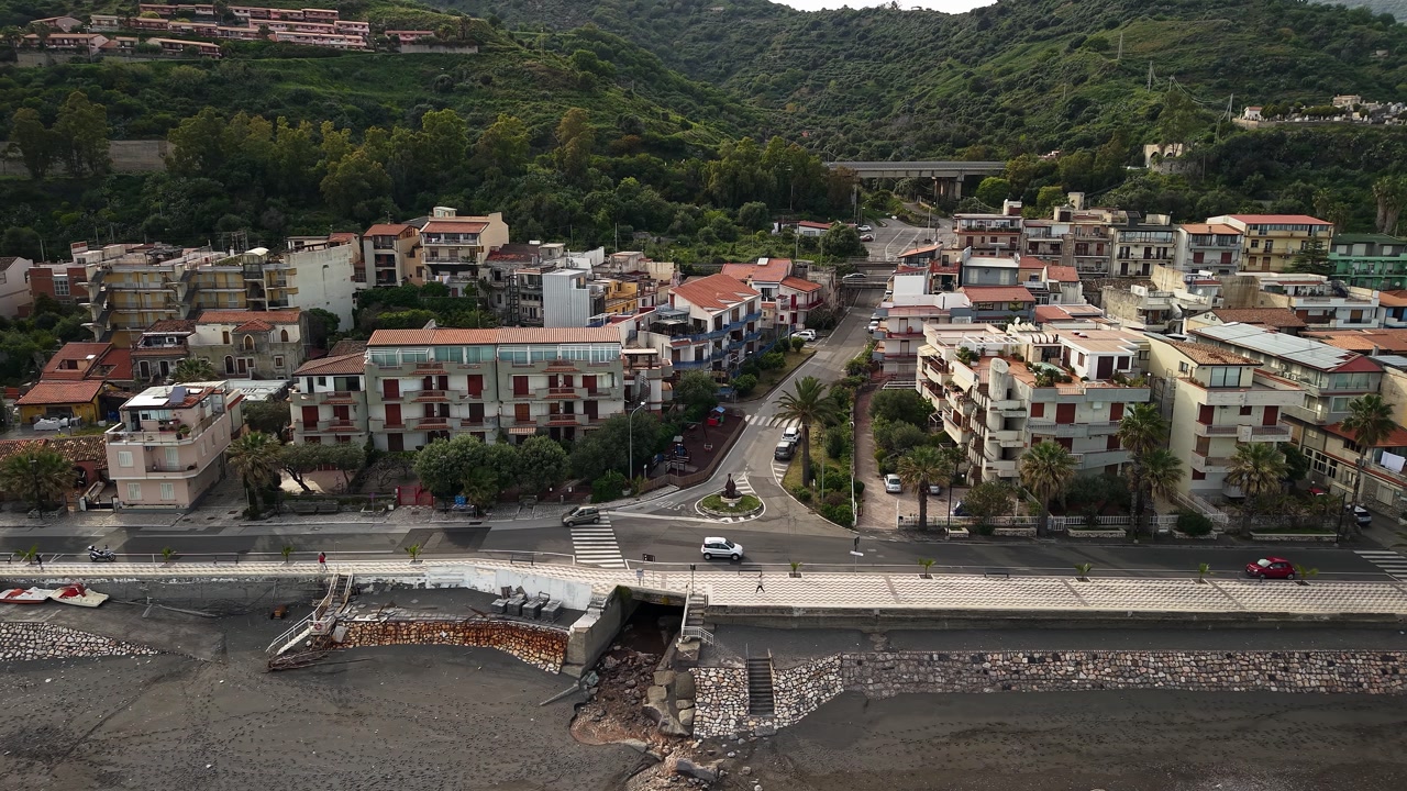 Aerial view of Sant'Alessio Castle area in Sicily, showcasing coastal charm