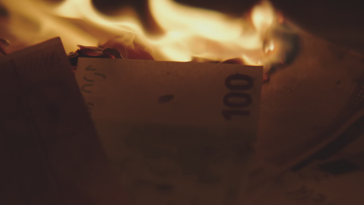 Burning Euro Banknotes