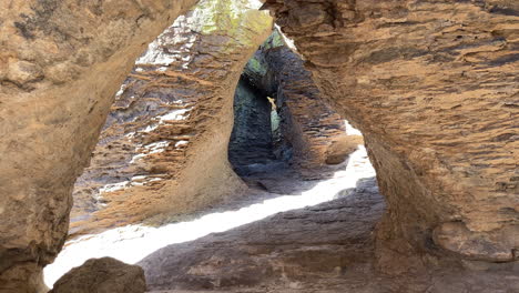 inside a cave at chiricahua national monument in arizona, tilt-up shot