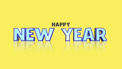 texto de dibujos animados azul feliz año nuevo en color degradado amarillo