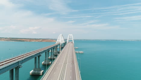 aerial view of a modern bridge over the ocean