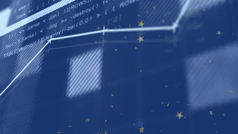 data analysis on abstract blue background with animation and numerical details