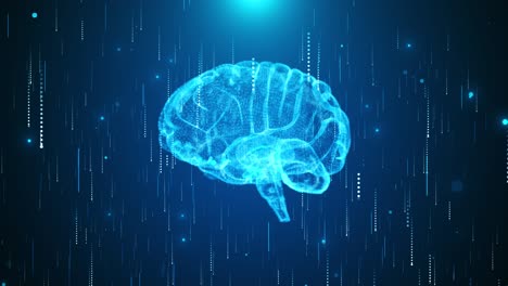 futuristic digital brain logo grid line ai technology rotation abstract background cyber artificial