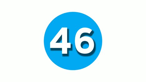 number 46 forty six sign symbol animation motion graphics on blue circle white background,cartoon video number for video elements