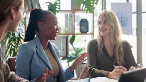 business meeting with diverse team in modern office